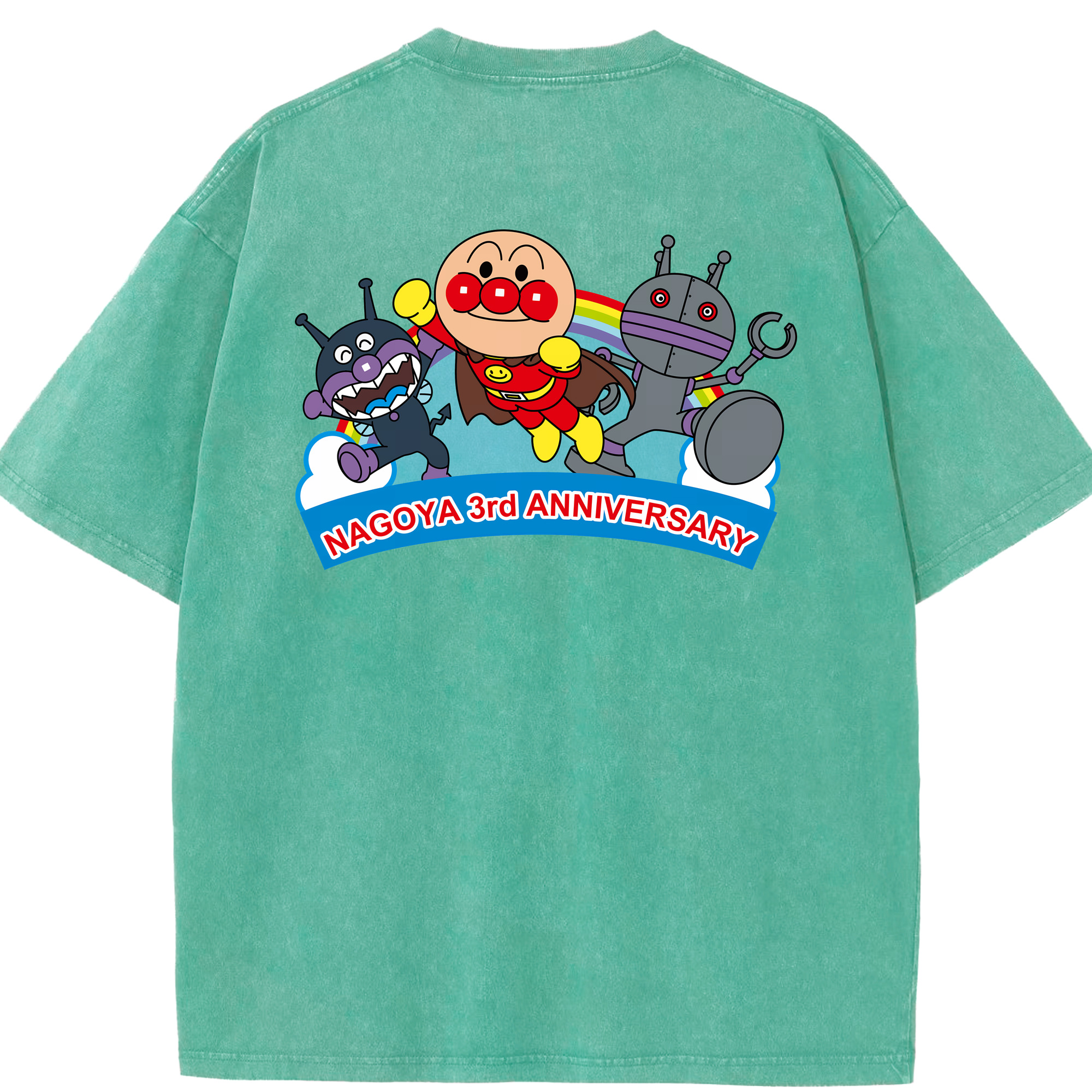 （画像用） アンパンマン Anpanman 綿100% ヴィンテージ風 半袖Tシャツ（背面プリント）